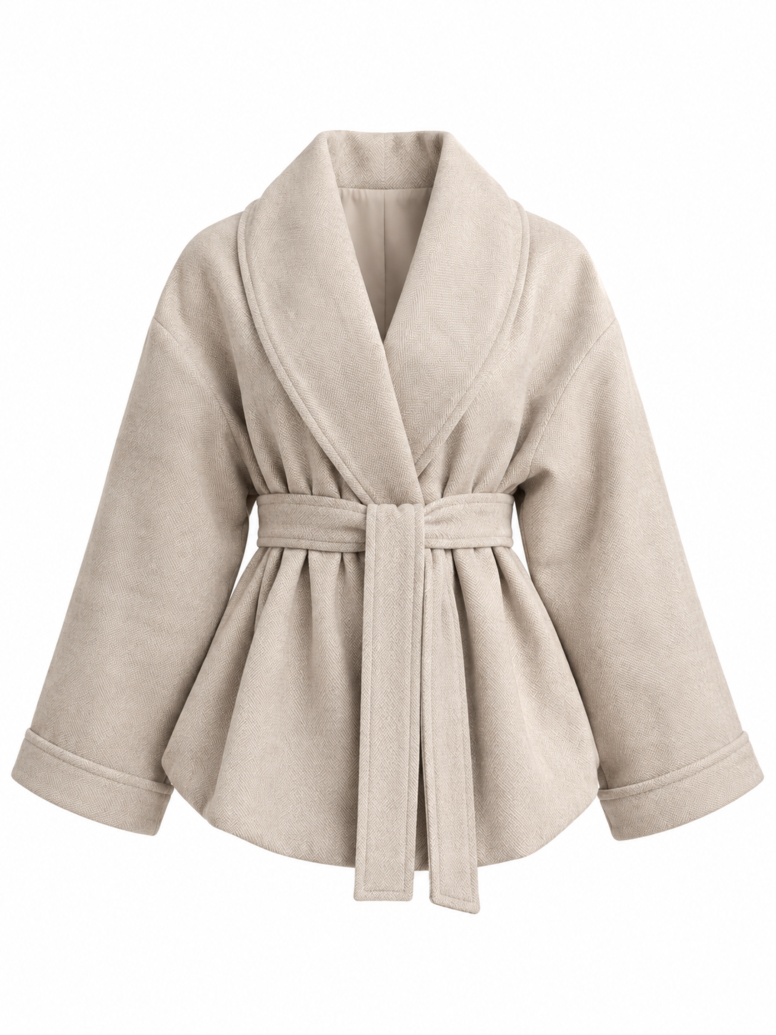 Beige Wool Belted jacket
