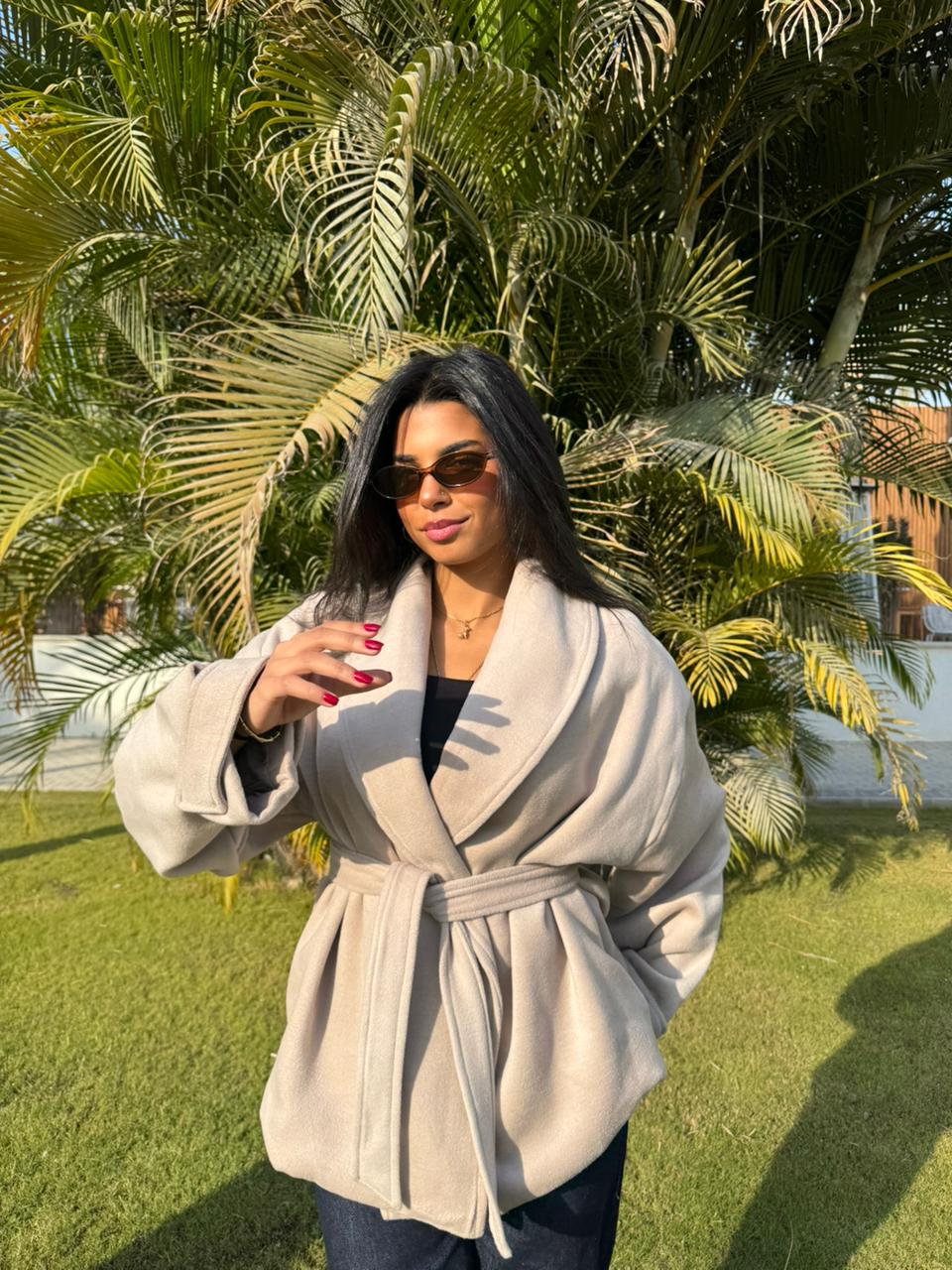 Beige Wool Belted jacket