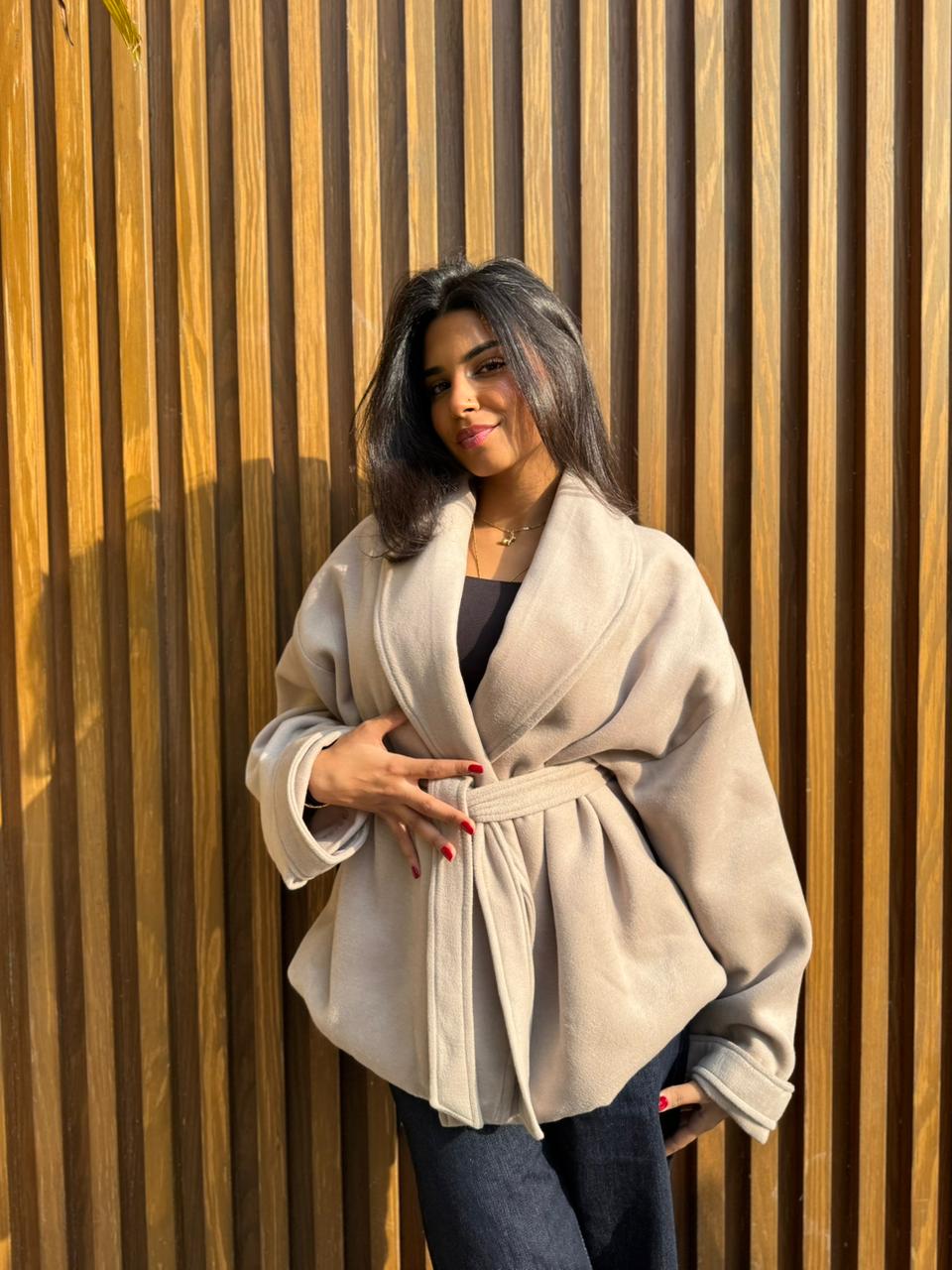 Beige Wool Belted jacket