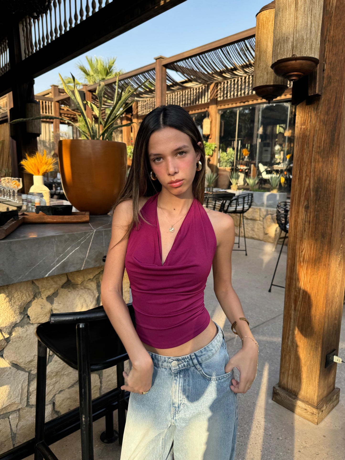 Dark fuchsia Halter top