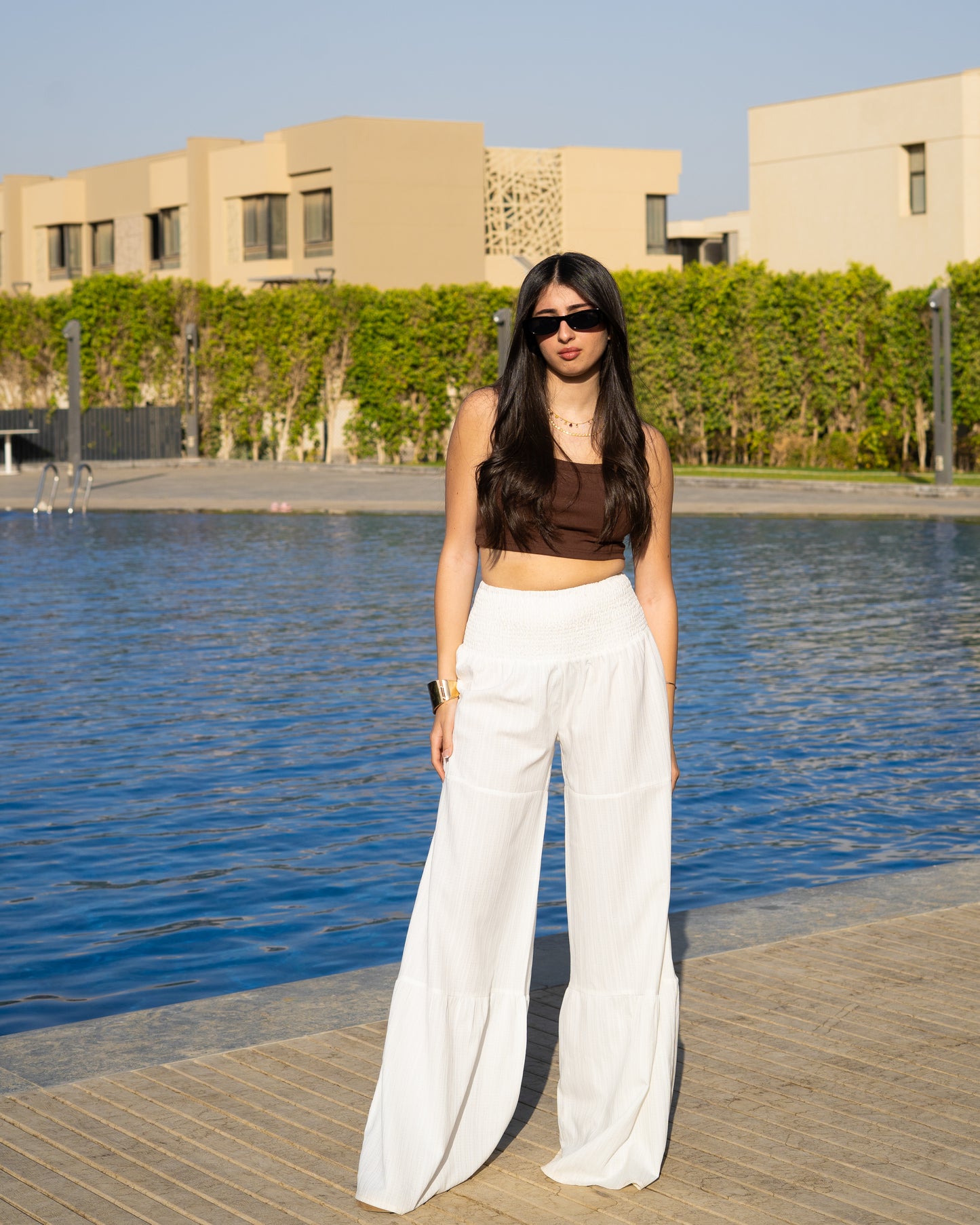 White boho pants