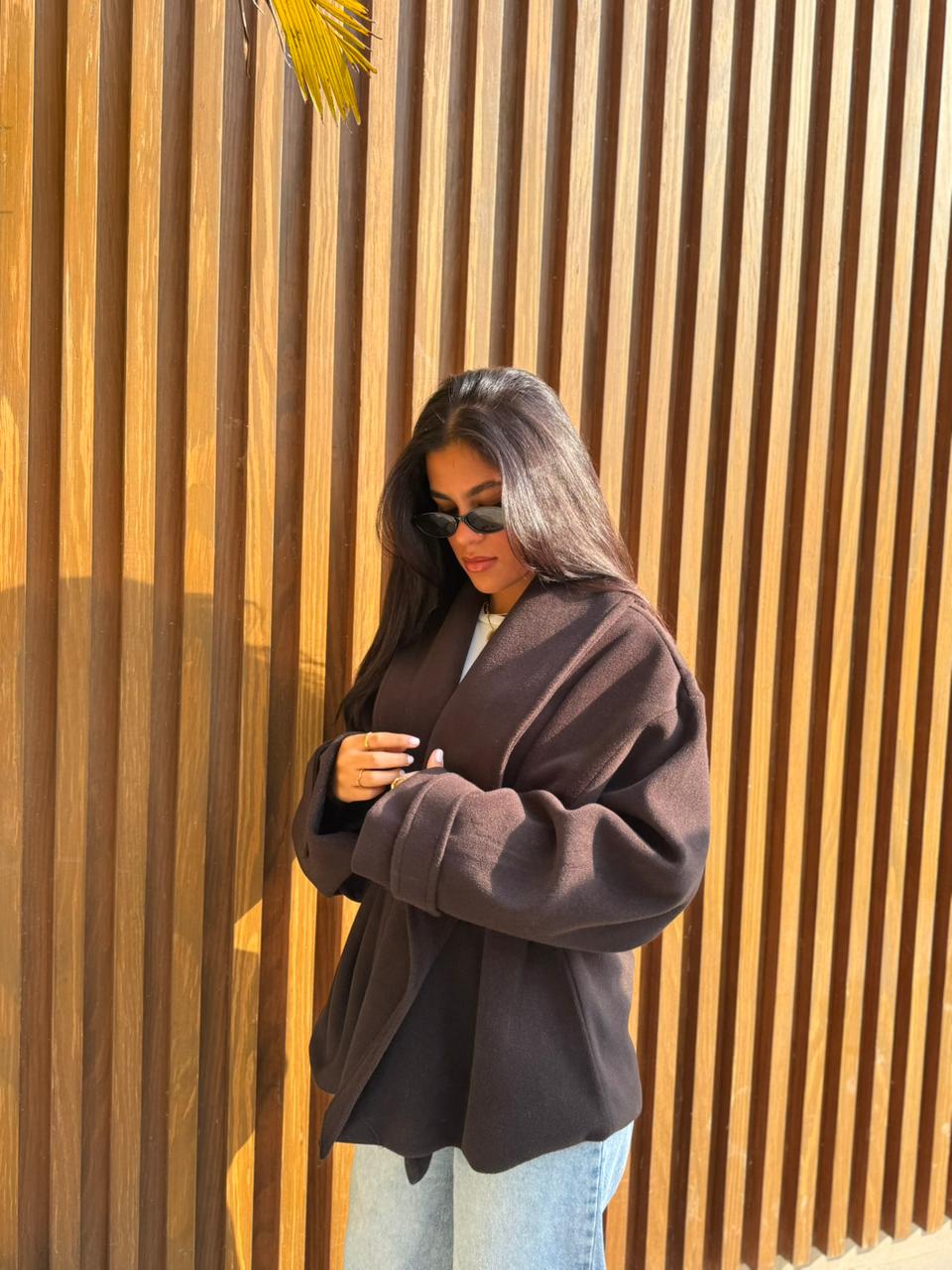 Black Wool Belted jacket