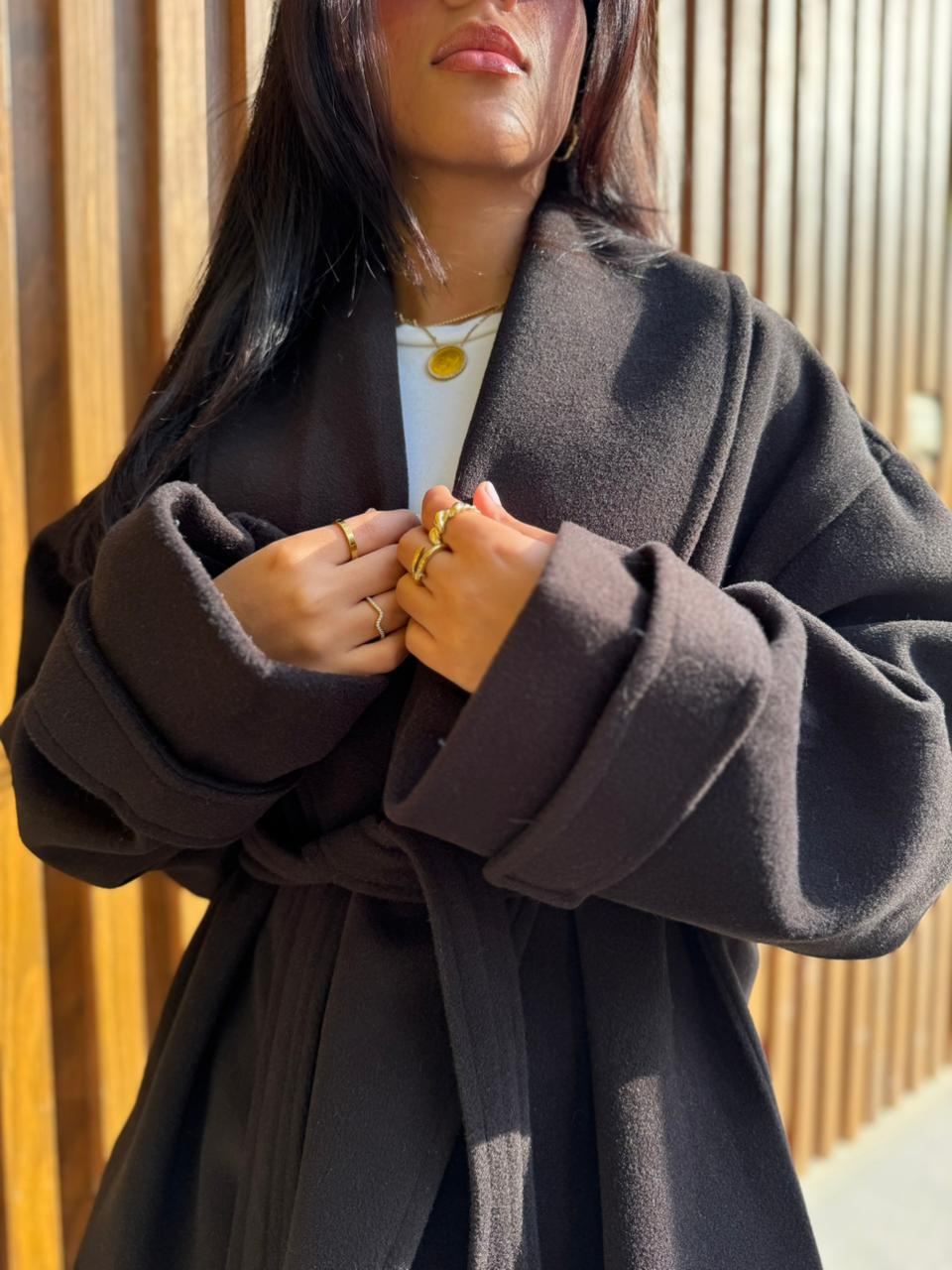 Black Wool Belted jacket