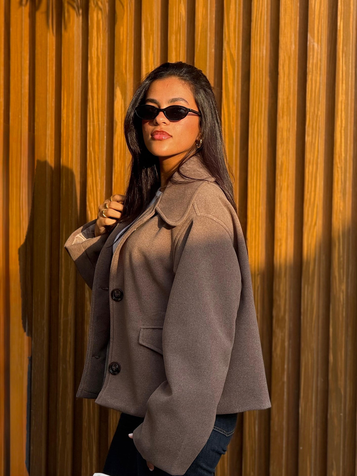 Brown Wool Buttoned jacket